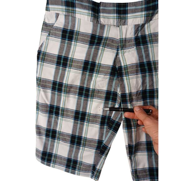 Roxy Plaid Shorts Women’s Sz 9 White Black Blue Bermuda Chequerd Coastal Beachy - Picture 13 of 16
